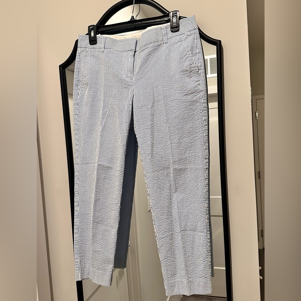 J. Crew Cotton Blue and White Striped Capris, low rise, vintage j crew